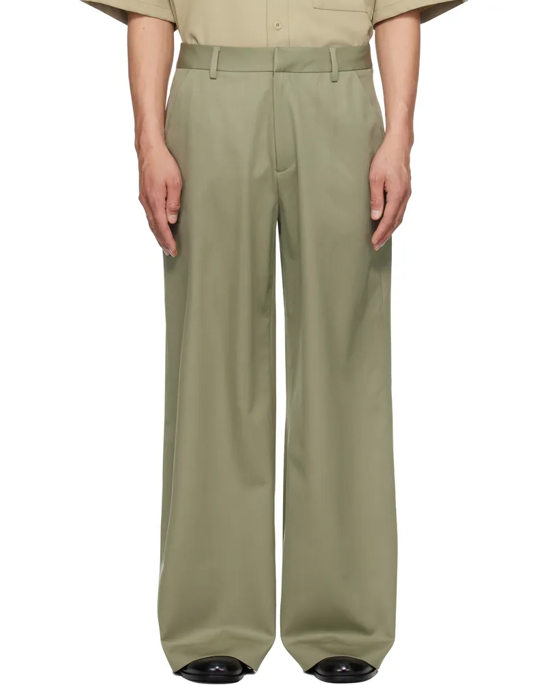 Entire Studios Khaki Wideleg Trousers Kellygreen