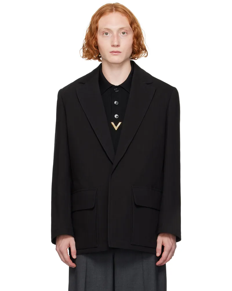 Valentino Garavani Black Single-Breasted Blazer 0no