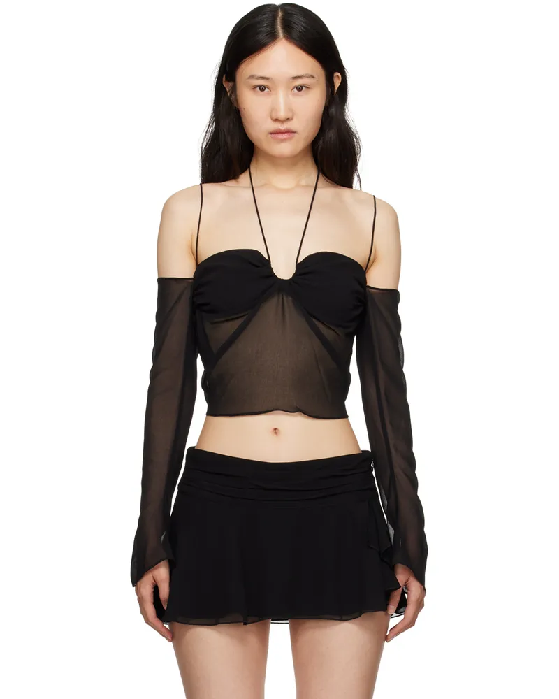 GUIZIO Black Gathered Blouse Black