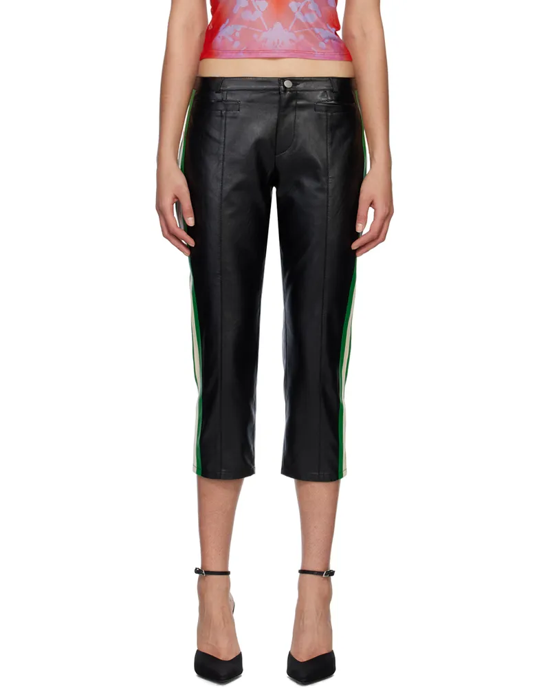 Miaou Black Capri Faux-Leather Trousers Black