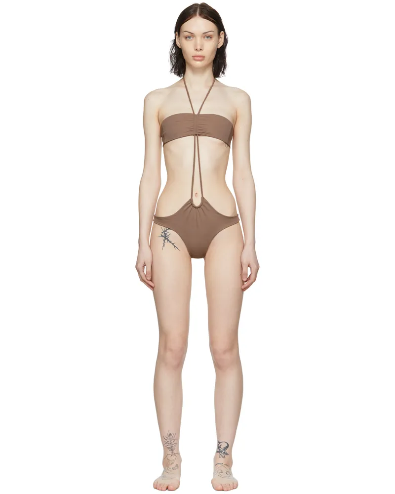 DU CIEL SSENSE Exclusive Brown Marseille One-Piece Swimsuit Brown