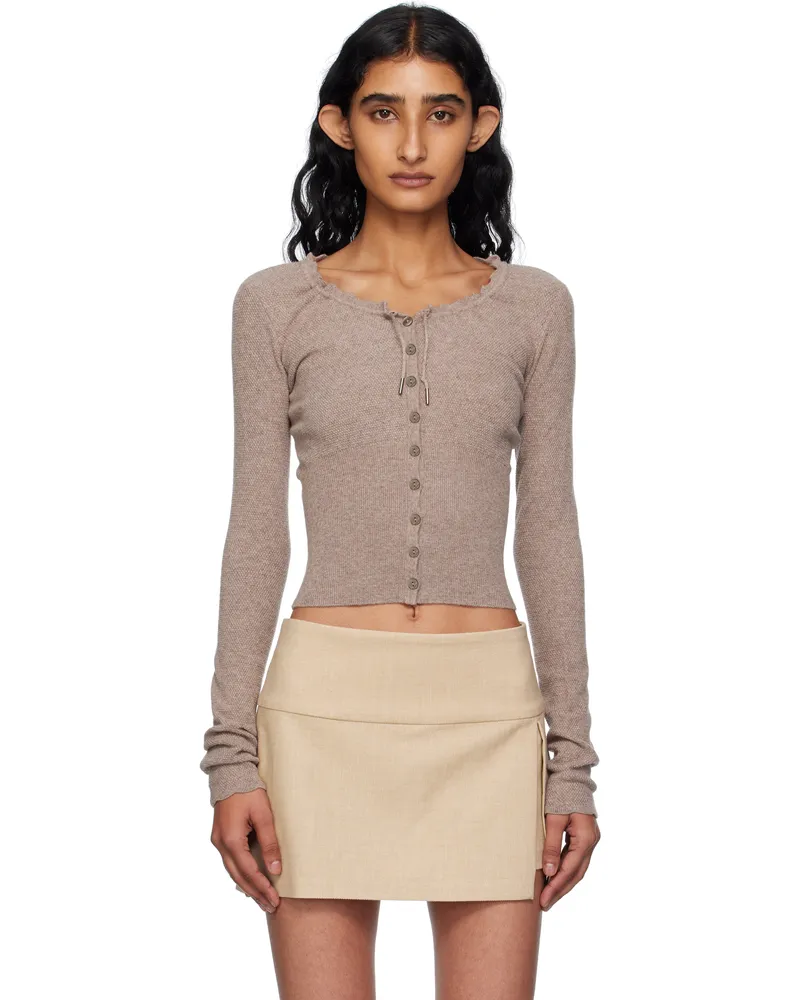 Mirror Palais Brown Drawstring Cardigan Grey-brown