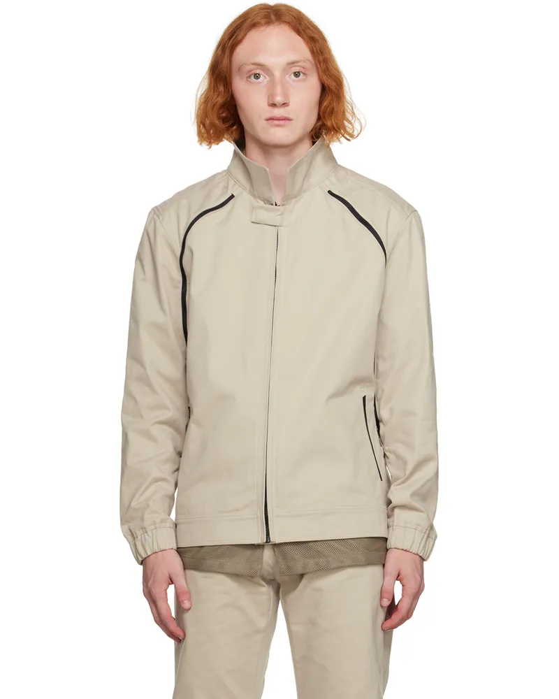 Olly Shinder Beige Quad Zip Jacket Stone