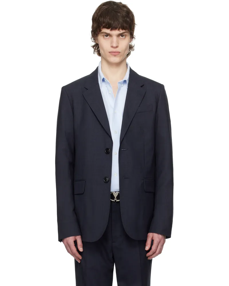 AMI Paris Navy Wool Two Buttons Blazer 4011