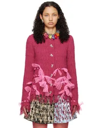 CHOPOVA LOWENA Pink Bow Cardigan Magenta