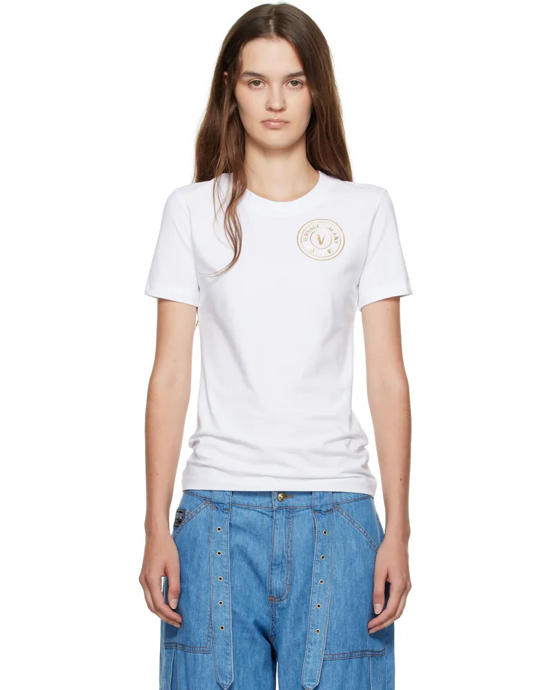 Versace Jeans White Jersey Stretch T-shirt Eg03
