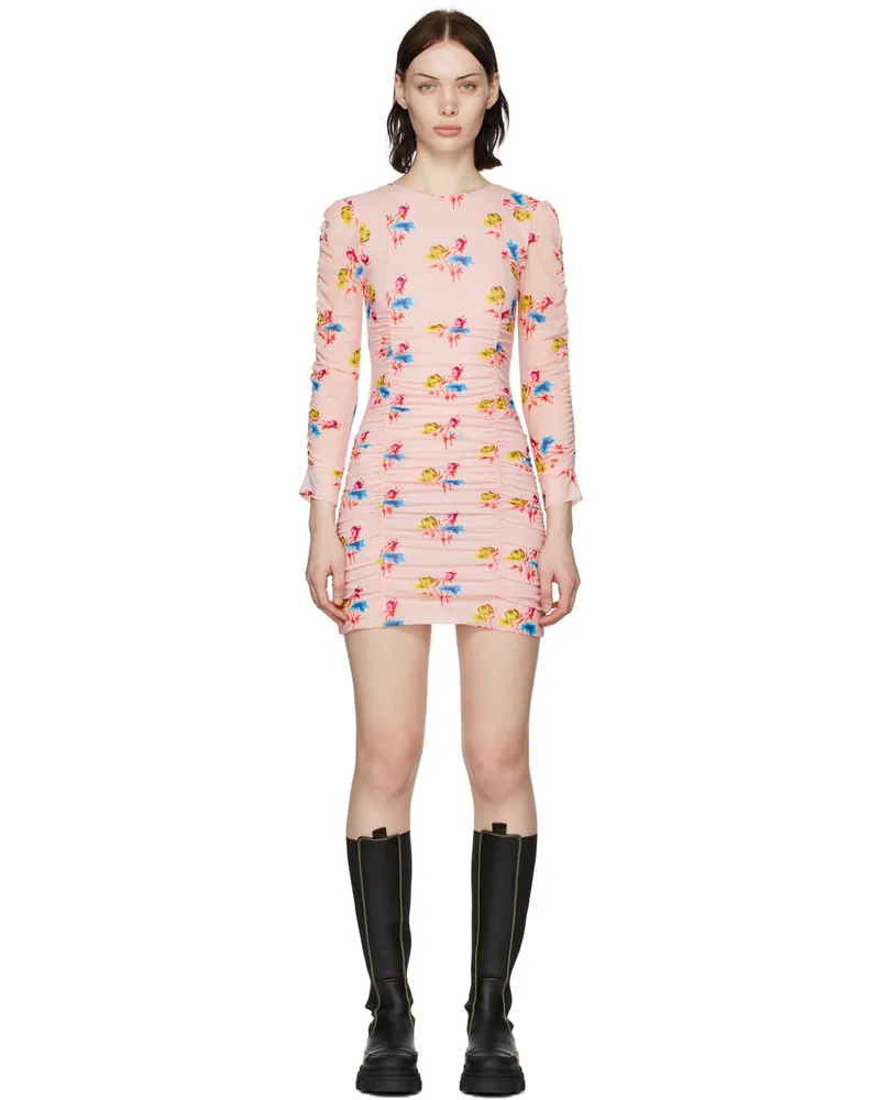 Ganni Pink Nylon Mini Dress 428