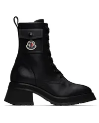 Moncler Black Gigi Leather Lace-Up Boots Black