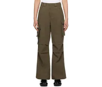 Brown Slit-Hem Cargo Pants