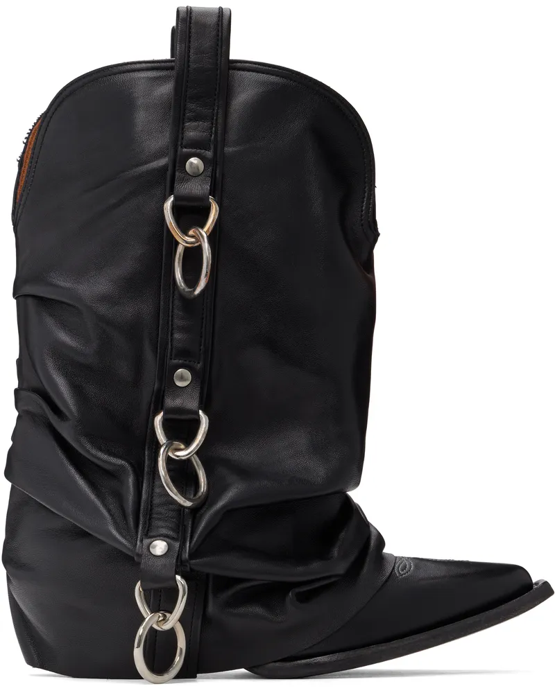 R13 Black Harness Low Rider Cowboy Boots Black