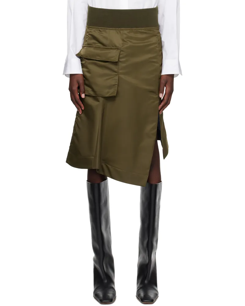 Sacai Khaki Asymmetrical Hem Miniskirt 826