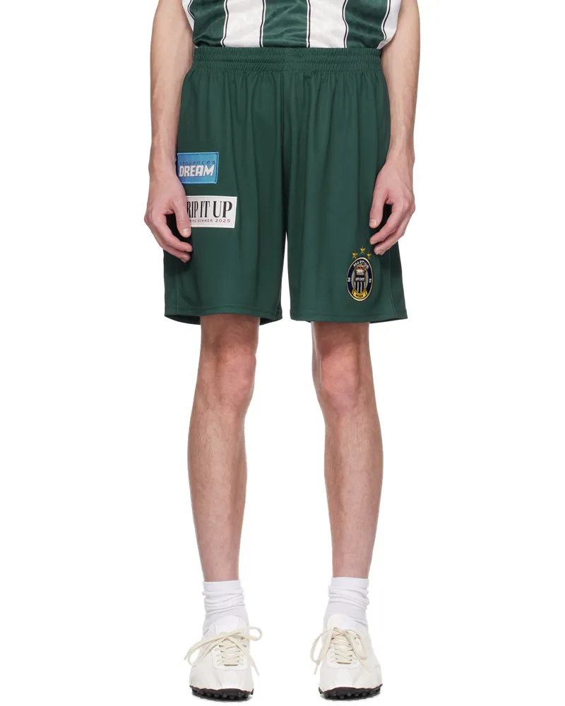 Martine Rose Green Football Shorts Blu