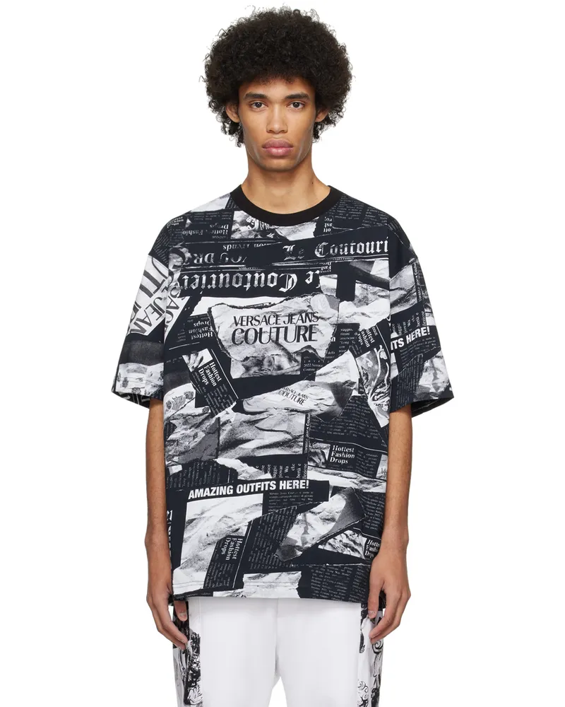 Versace Jeans Black Magazine T-Shirt E899