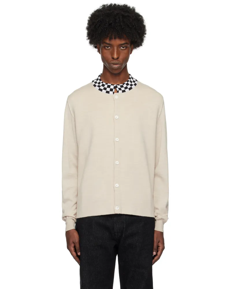 Second/Layer Beige Crew Collar Knit Cardigan Pink