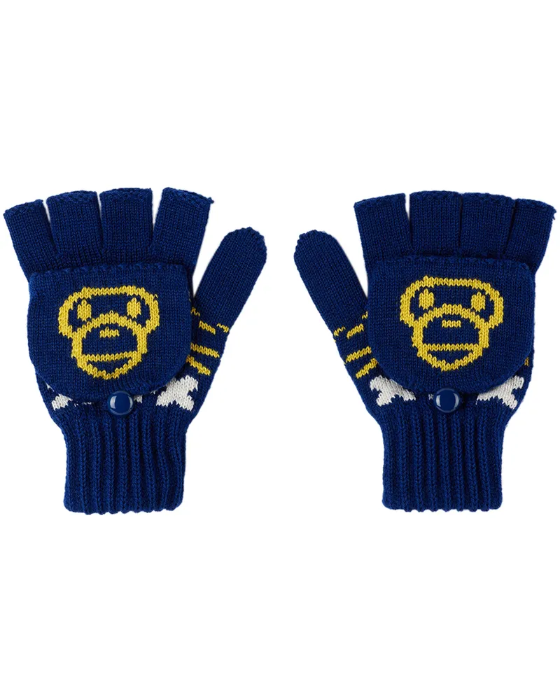 BAPE Kids Navy Baby Milo Nordic Gloves Navy