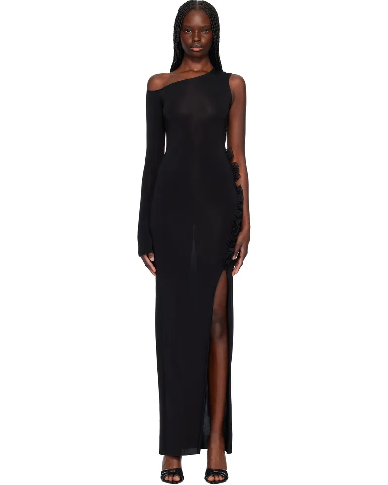 Nensi Dojaka Black One Shoulder Maxi Dress Black