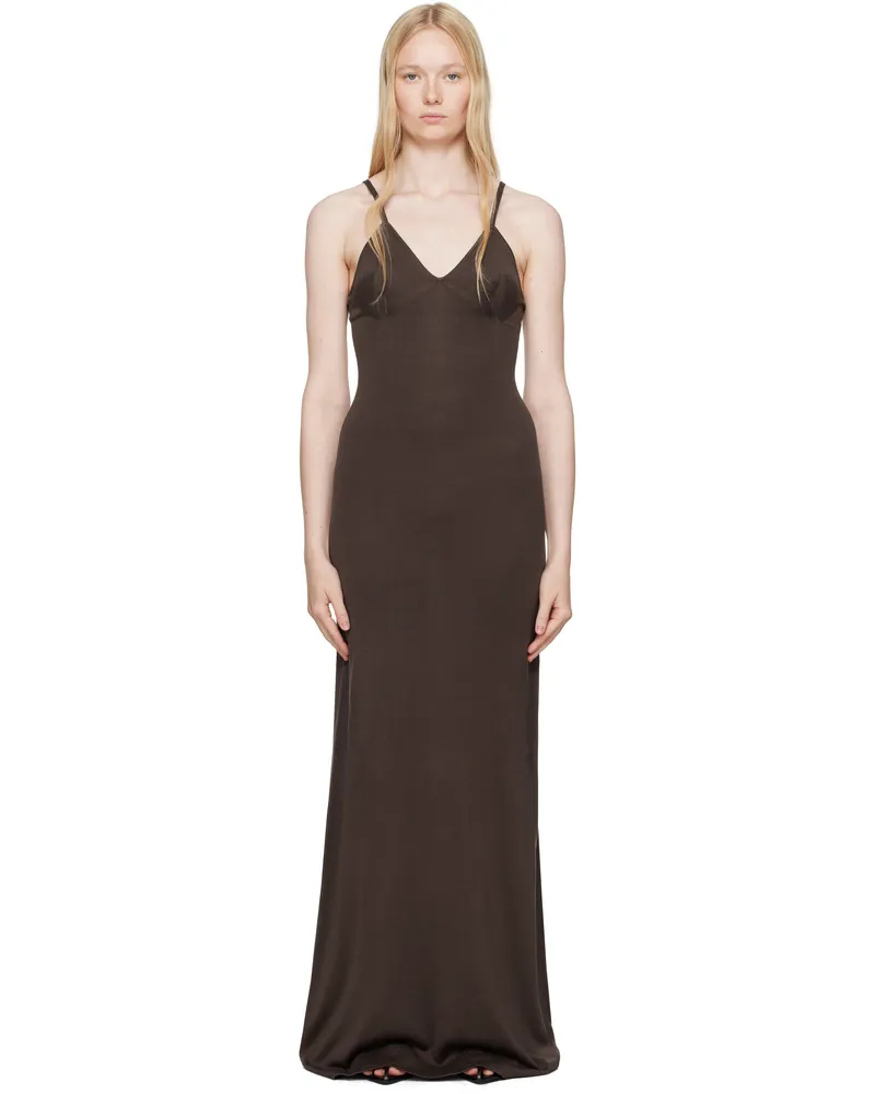Aya Muse Brown Slip Maxi Dress Chocolate