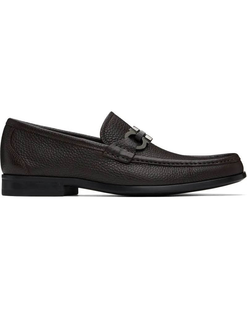 Ferragamo Brown Gancini Ornament Loafers Hickory