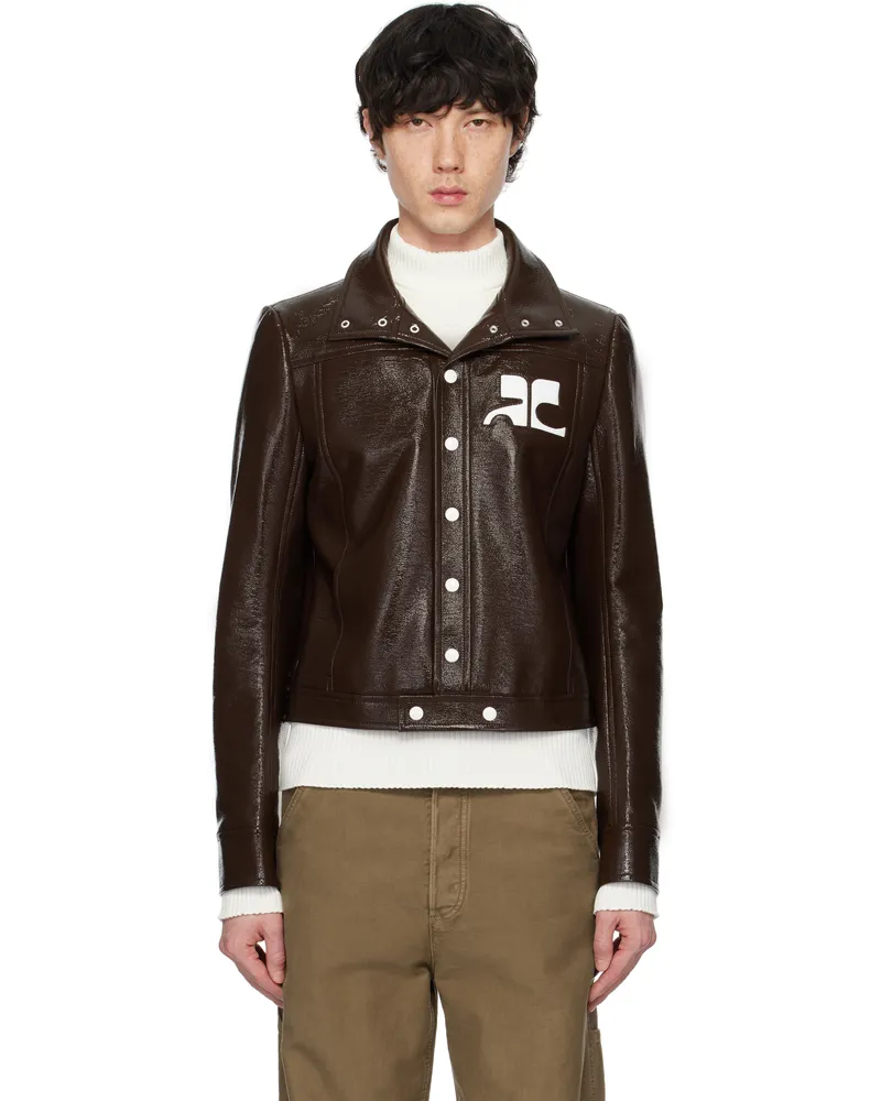 Courrèges Brown Reedition Vinyl Jacket Chocolate