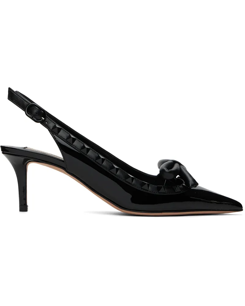 Valentino Garavani Black Rockstud Bow Slingback Heels 0no