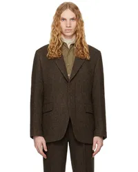 AURALEE Brown Lama Shetland Wool Tweed Blazer Brown