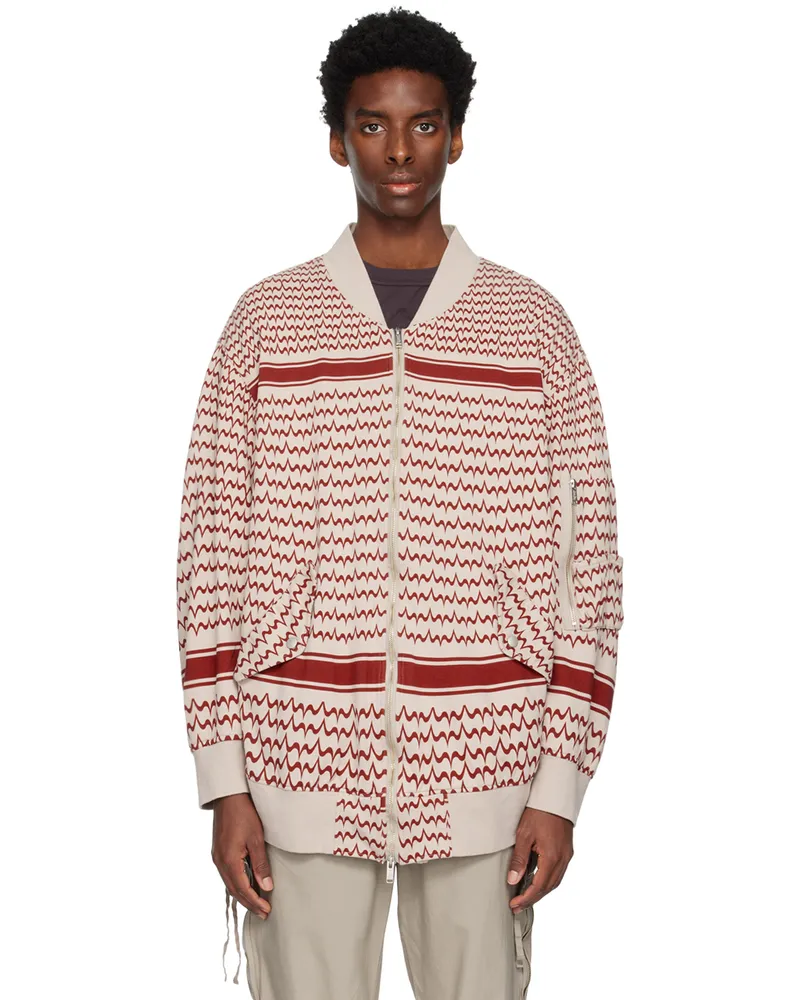 Undercover Taupe Graphic Bomber Jacket Beige