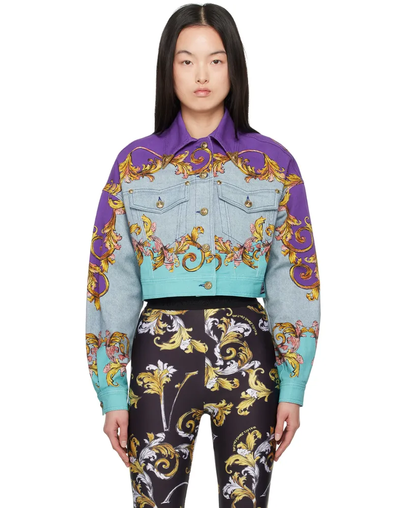 Versace Jeans Multicolor Outline Barocco Denim Jacket E322