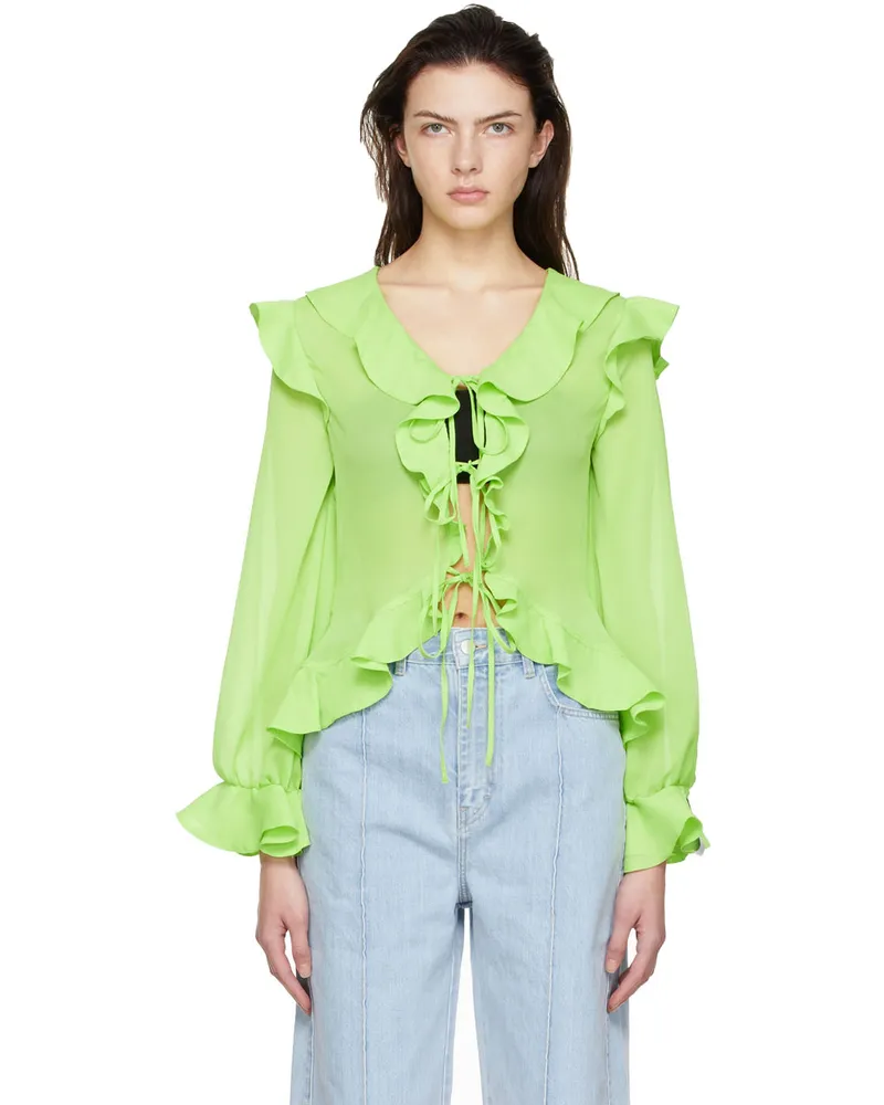 Rokh Green Polyester Blouse 67neongreen