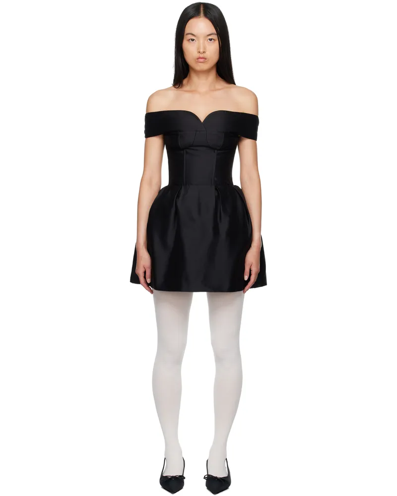 SHUSHU/TONG Black Sweetheart Neck Minidress Ba100