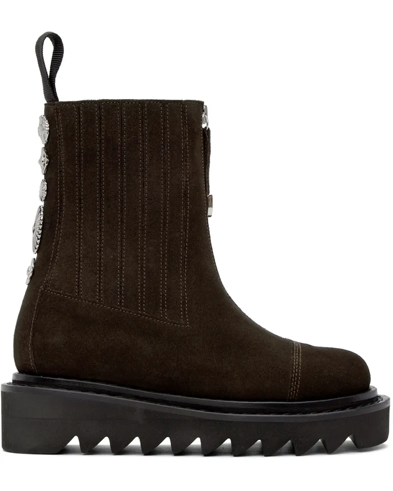 Toga Brown Zipper Boots Aj1207-dark