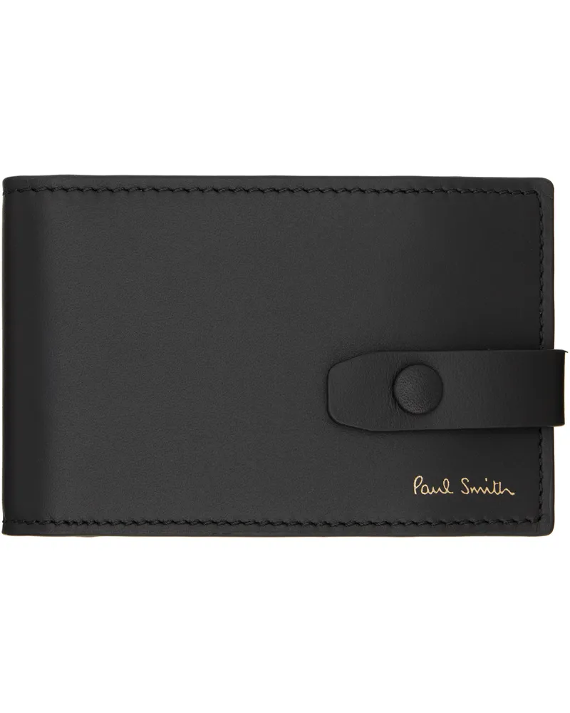 Paul Smith Black Signature Stripe Leather Card Holder 79