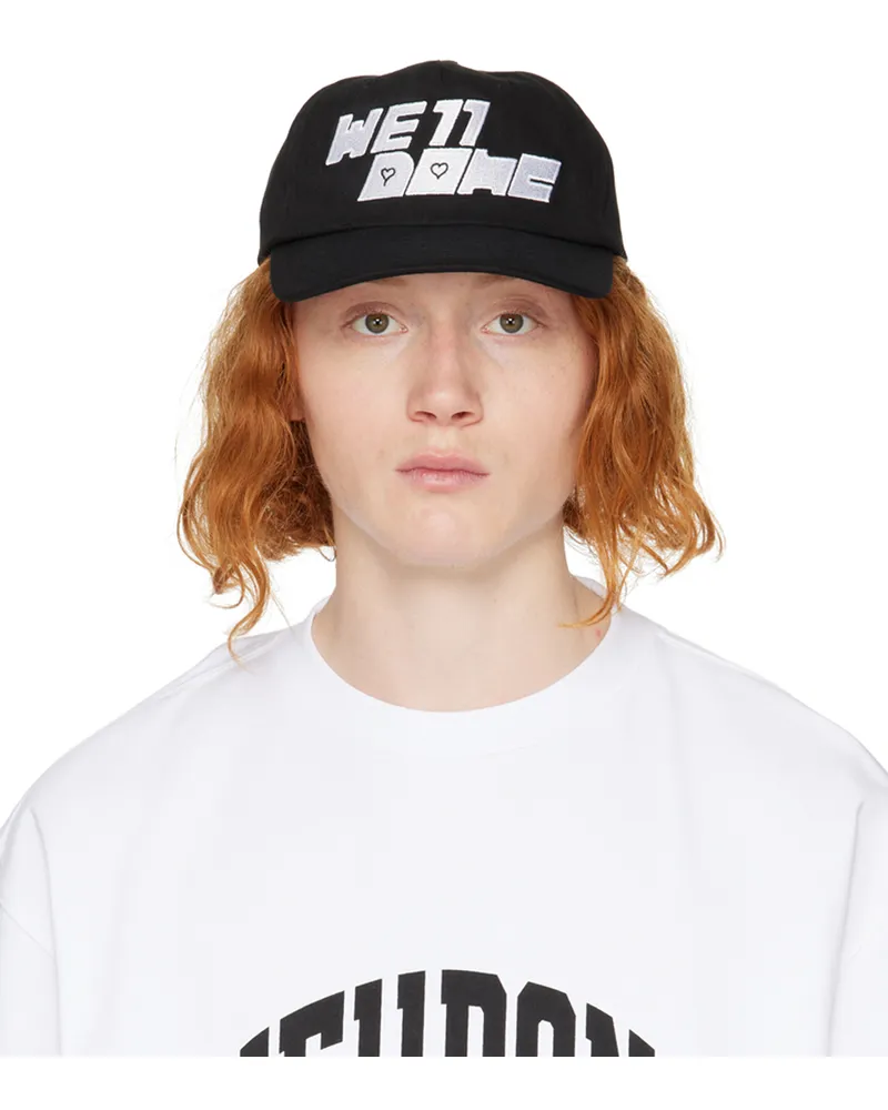 WE 11 DONE Black Square Logo Washed Cap Black