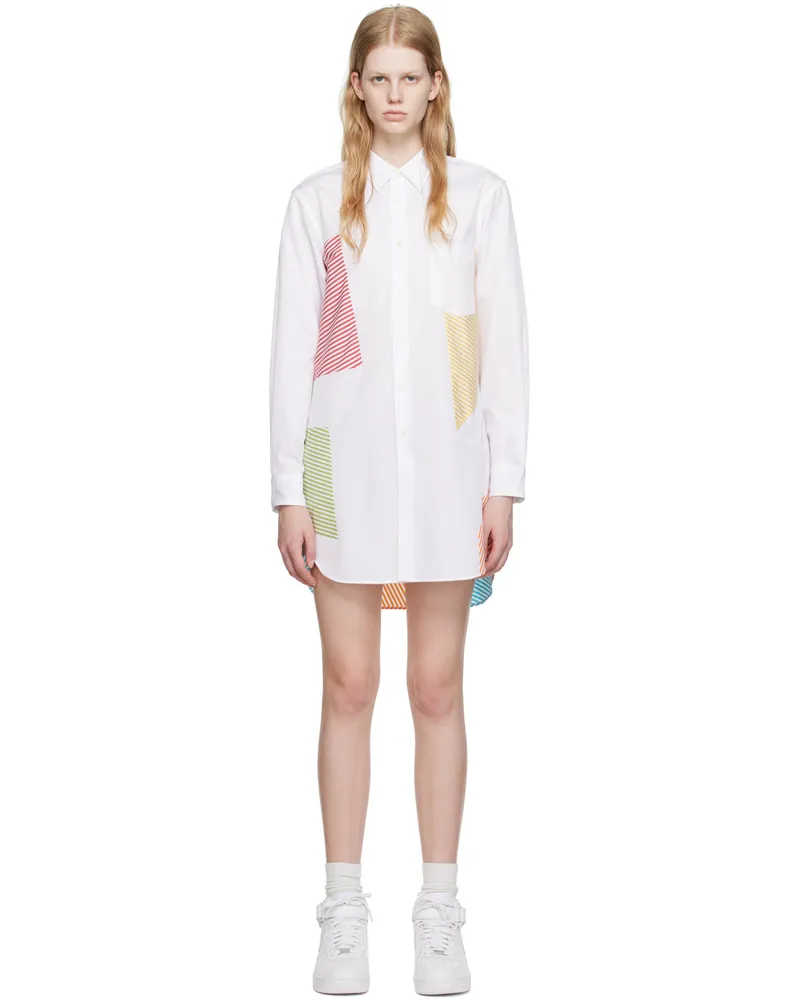 Comme des Garçons White Stripe Paneled Minidress 1