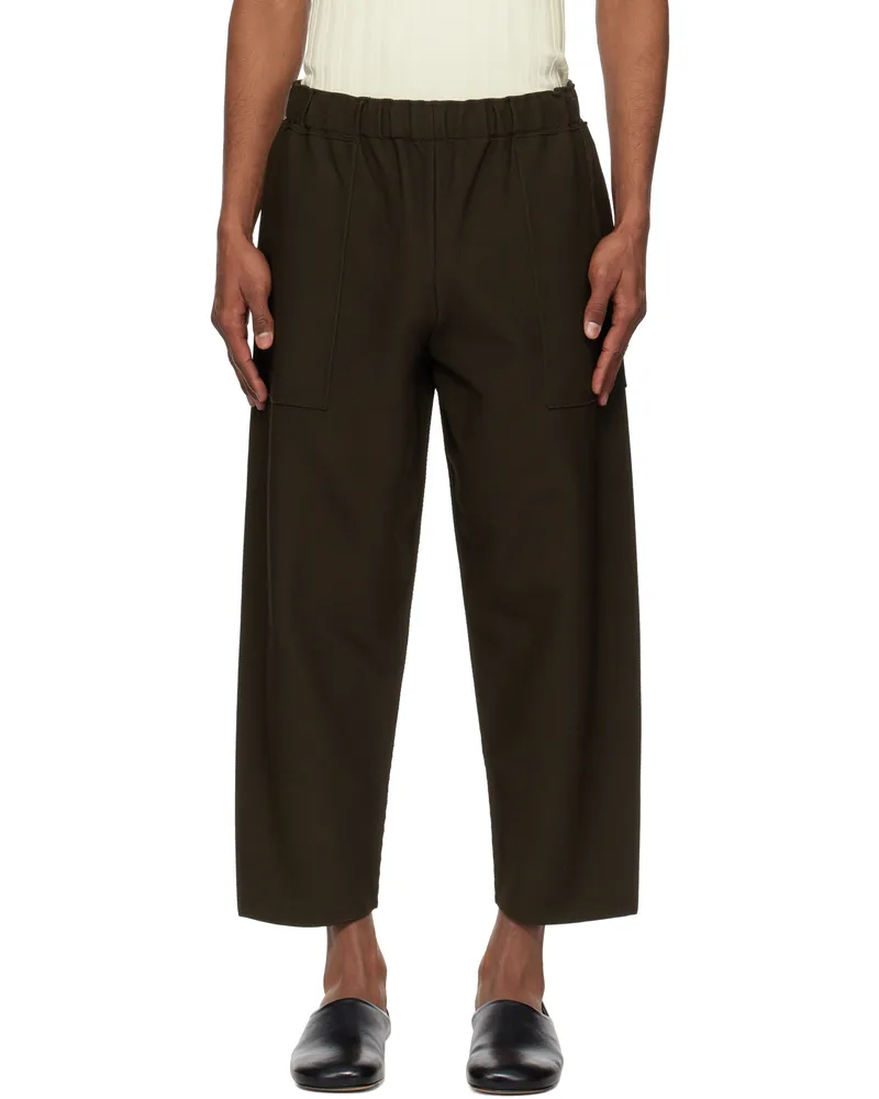 Issey Miyake Brown Inlaid Knit Sweatpants 44-brown