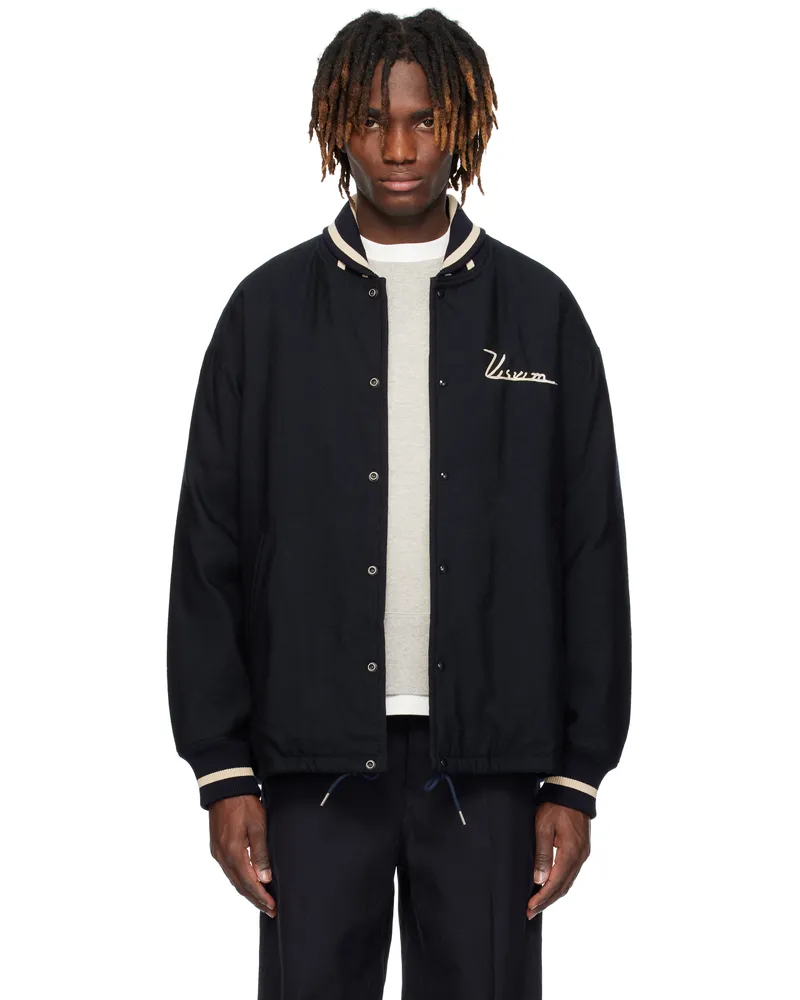 Visvim Navy Hobbs Wool Down Bomber Jacket Navy