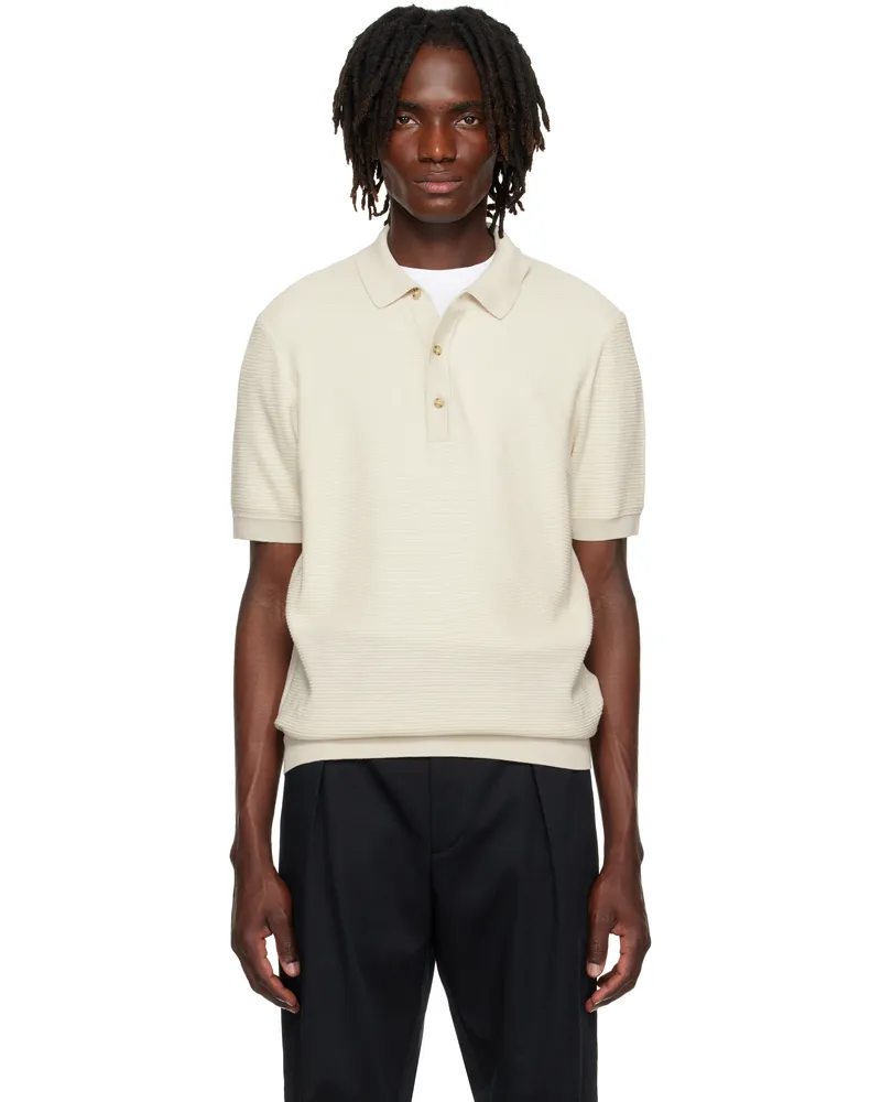 HUGO BOSS Beige Regular Knit Polo 131-open