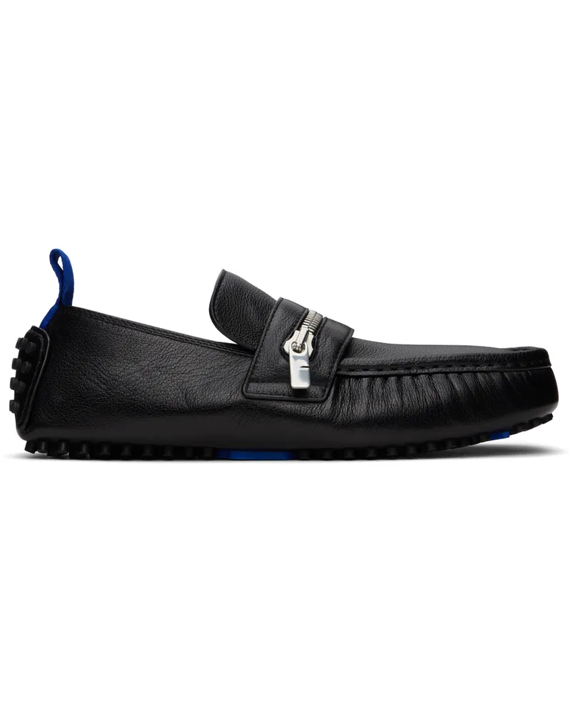 Burberry Black Leather Motor Low Loafers Black