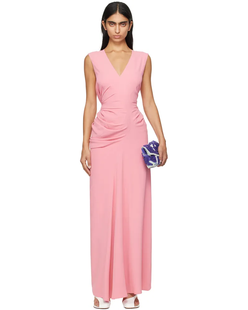 Dries van Noten Pink Long Draped Maxi Dress 305