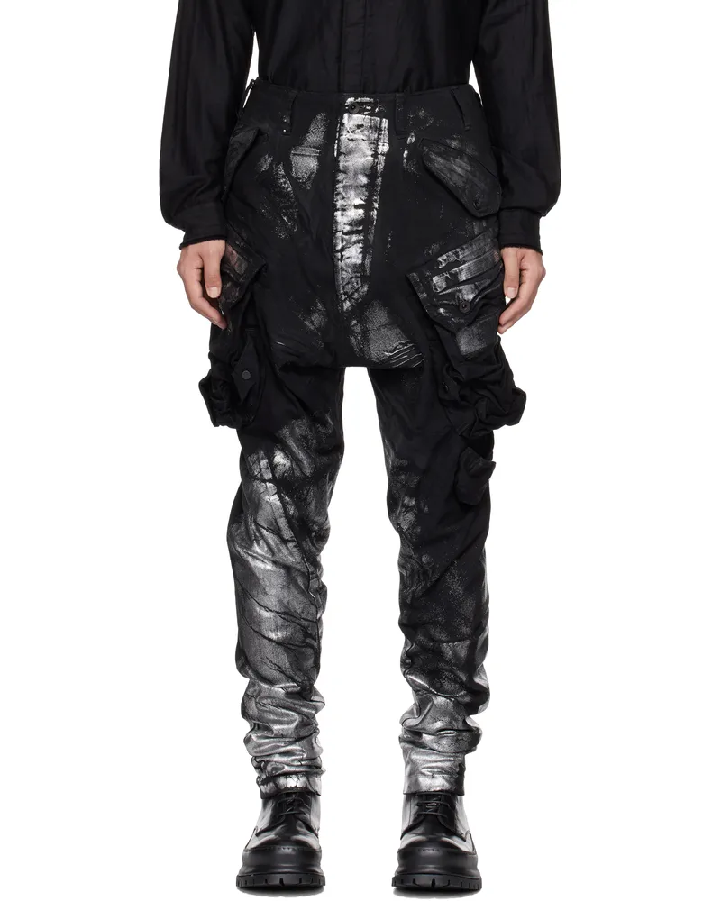 Julius Black Gasmask Cargo Pants Silver