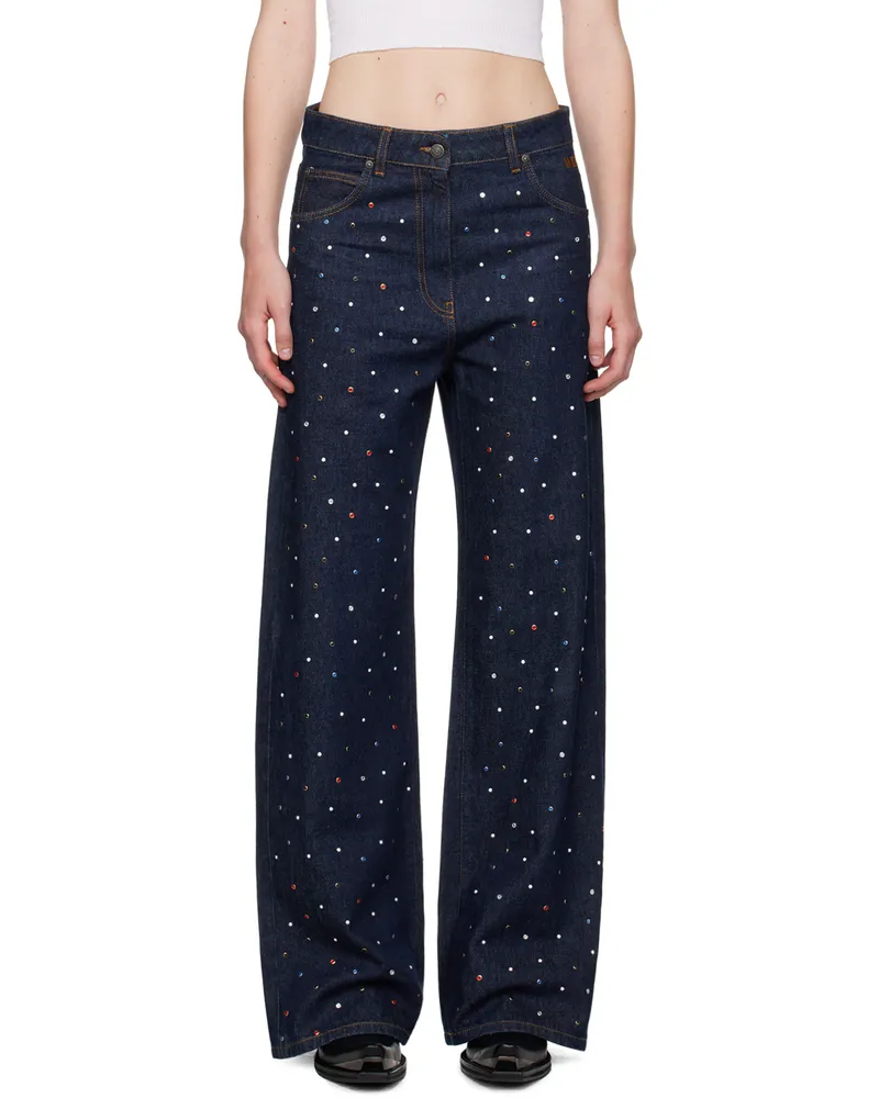 MSGM Blue Wide-Leg Studs Jeans 89
