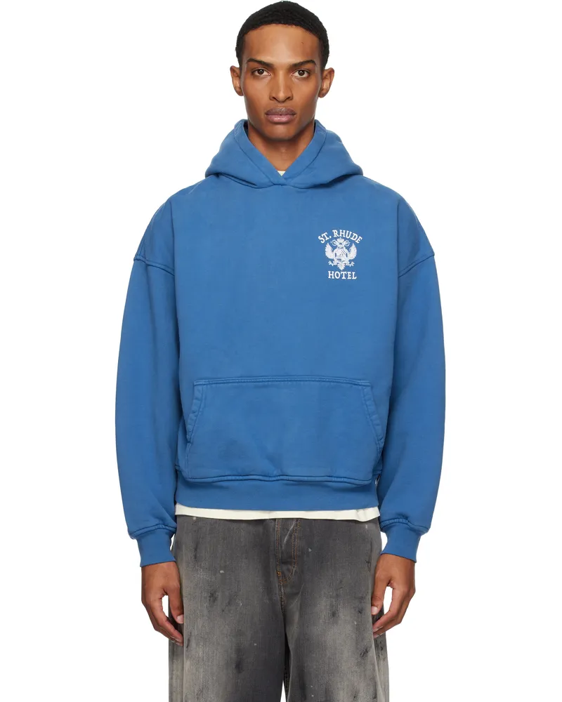 RHUDE Blue 'St. Rhude' Seal Hoodie Royal