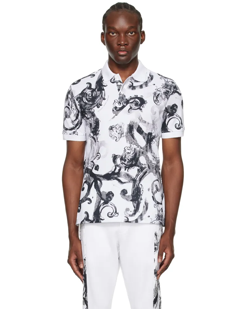 Versace Jeans White Watercolour Couture Polo E003