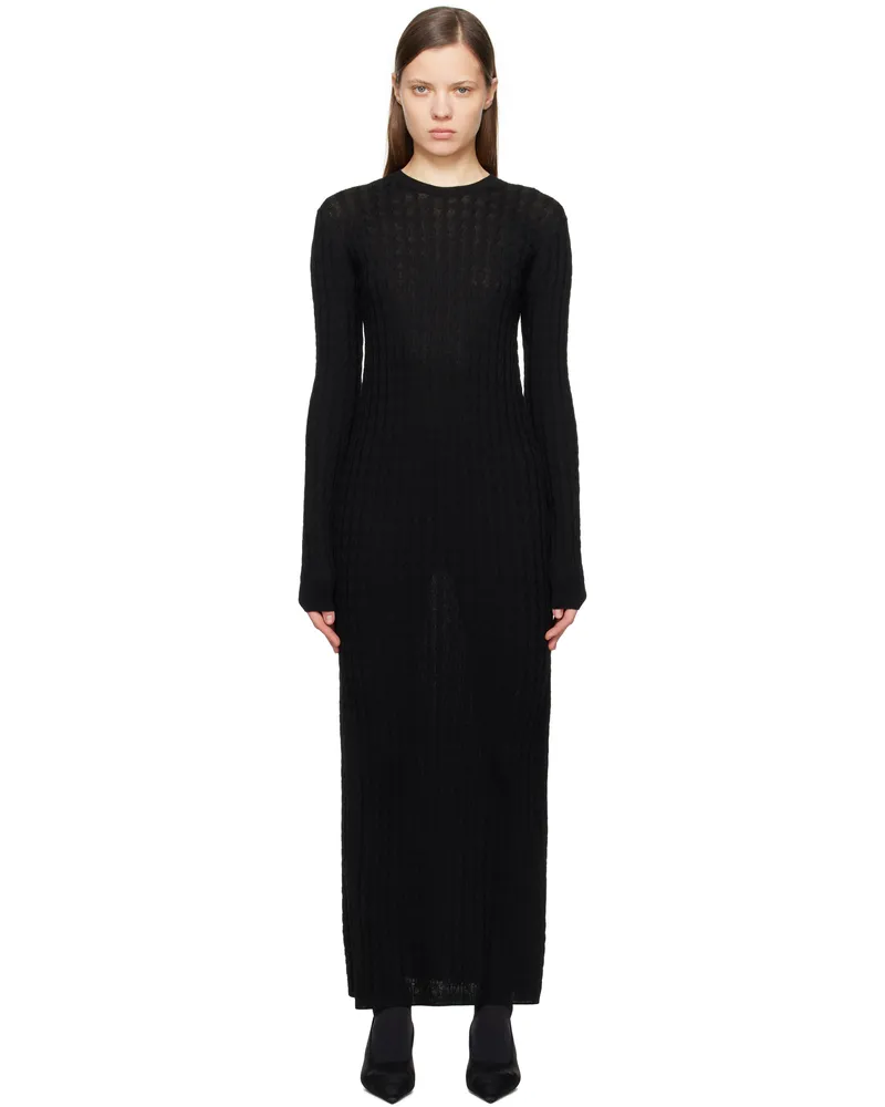 Totême Black Cable Knit Maxi Dress Black