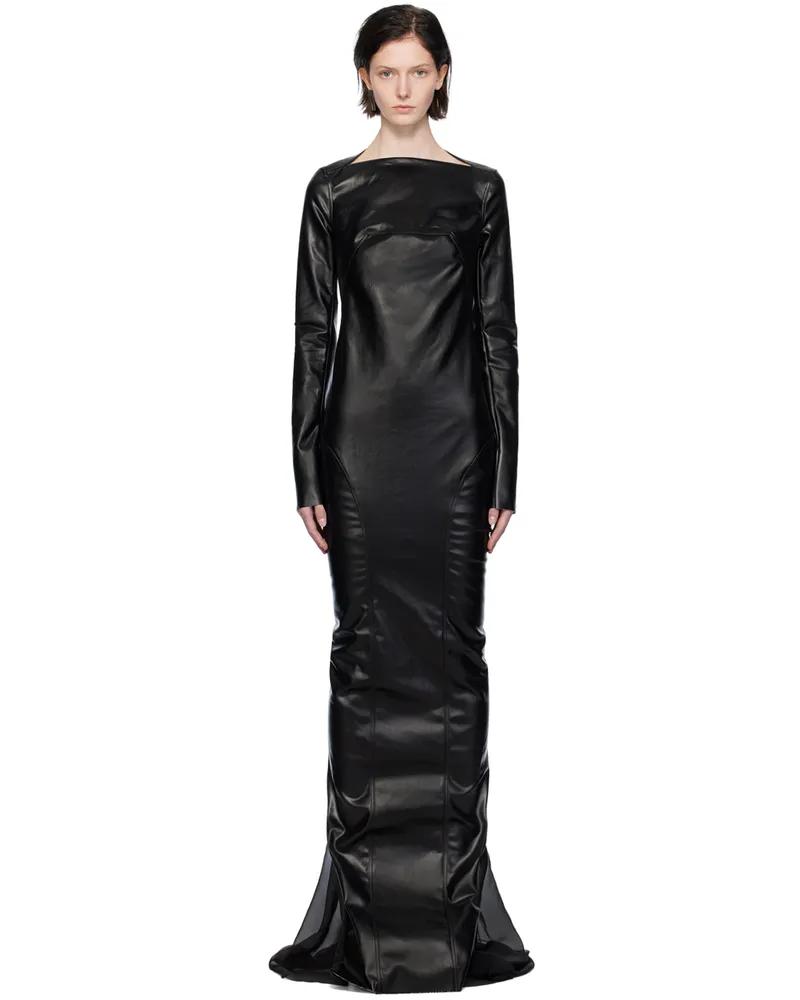 Rick Owens Black Al Column Denim Maxi Dress 09