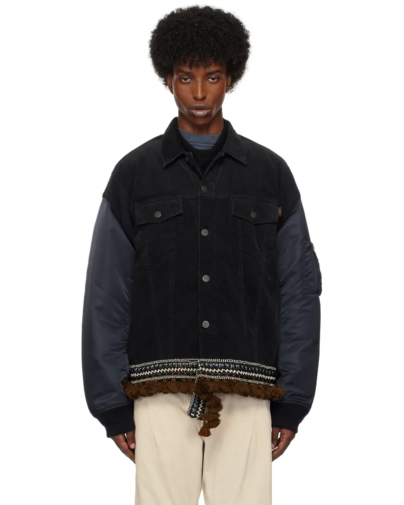 Undercover Navy Contrast Hem Bomber Jacket Navy