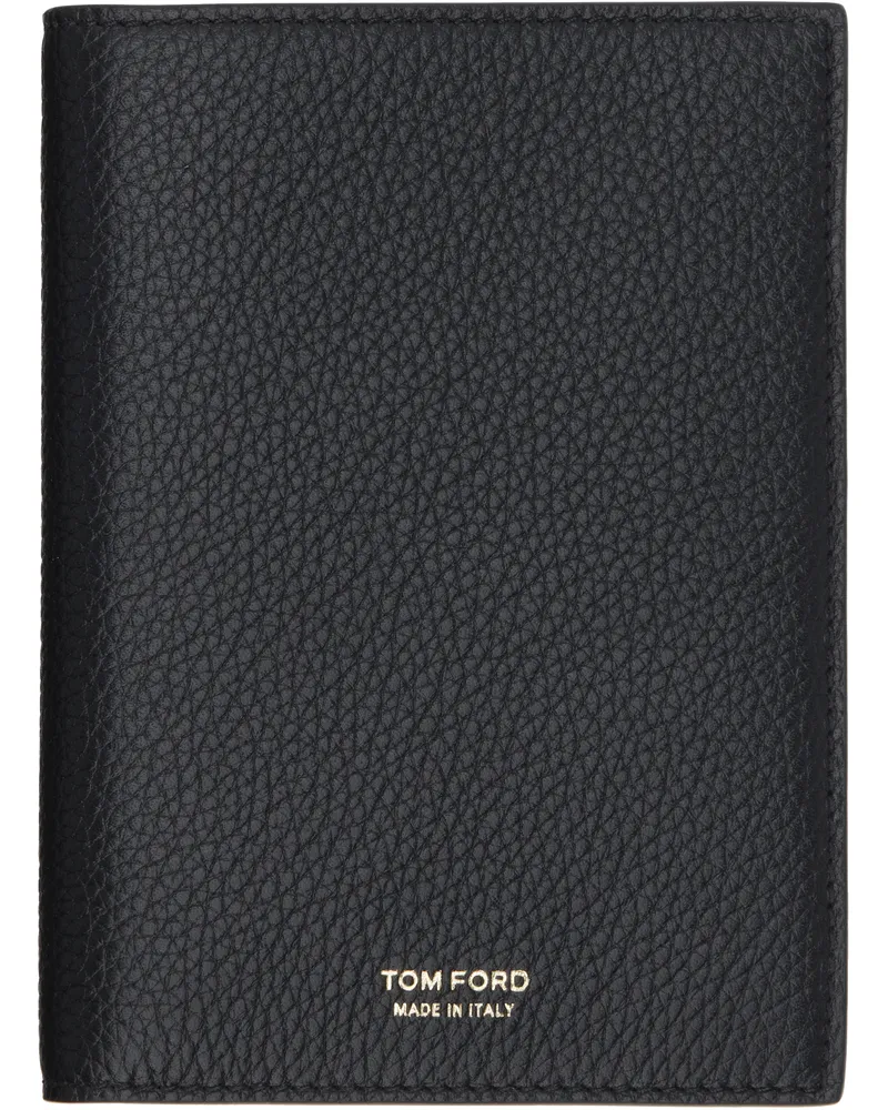Tom Ford Black Soft Grain Leather T Line Passport Holder 1n001black