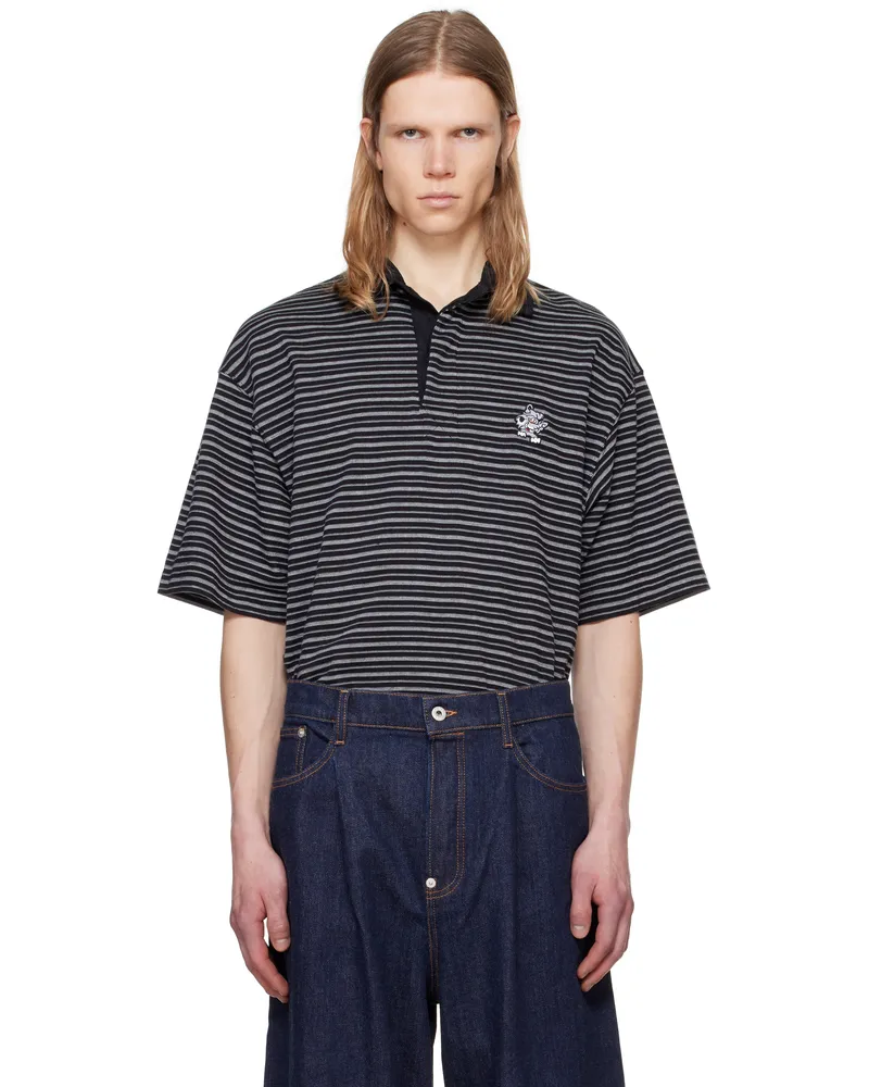 Kenzo Black & Gray Kenzo Paris VERDY Edition Embroidered Polo Black