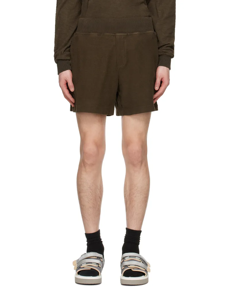 RANRA Khaki Mock-Fly Shorts Chocolate
