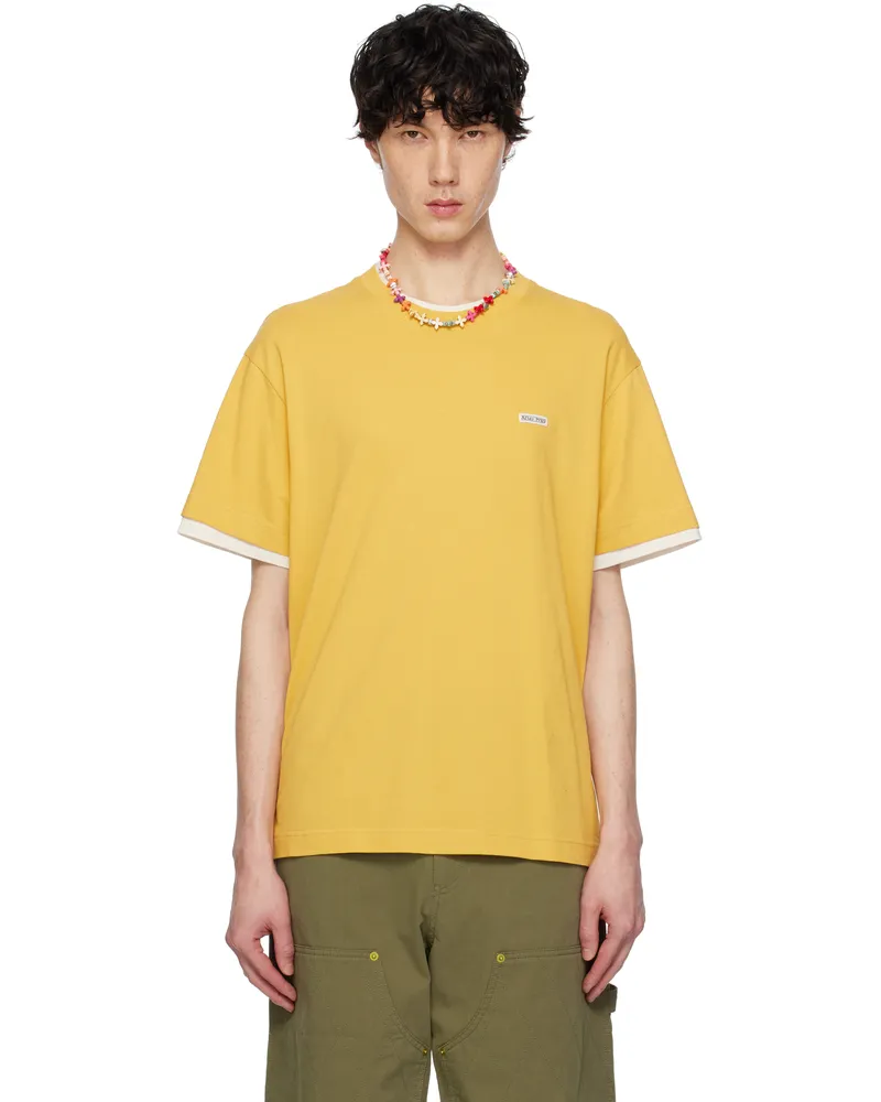AFTER PRAY Yellow Crepe Layered T-shirt Yellow