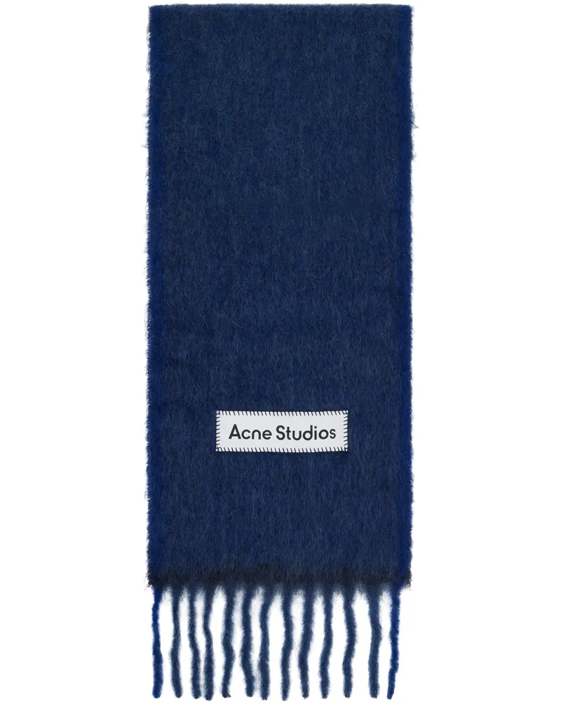 Acne Studios Navy Wool Mohair Scarf Duq